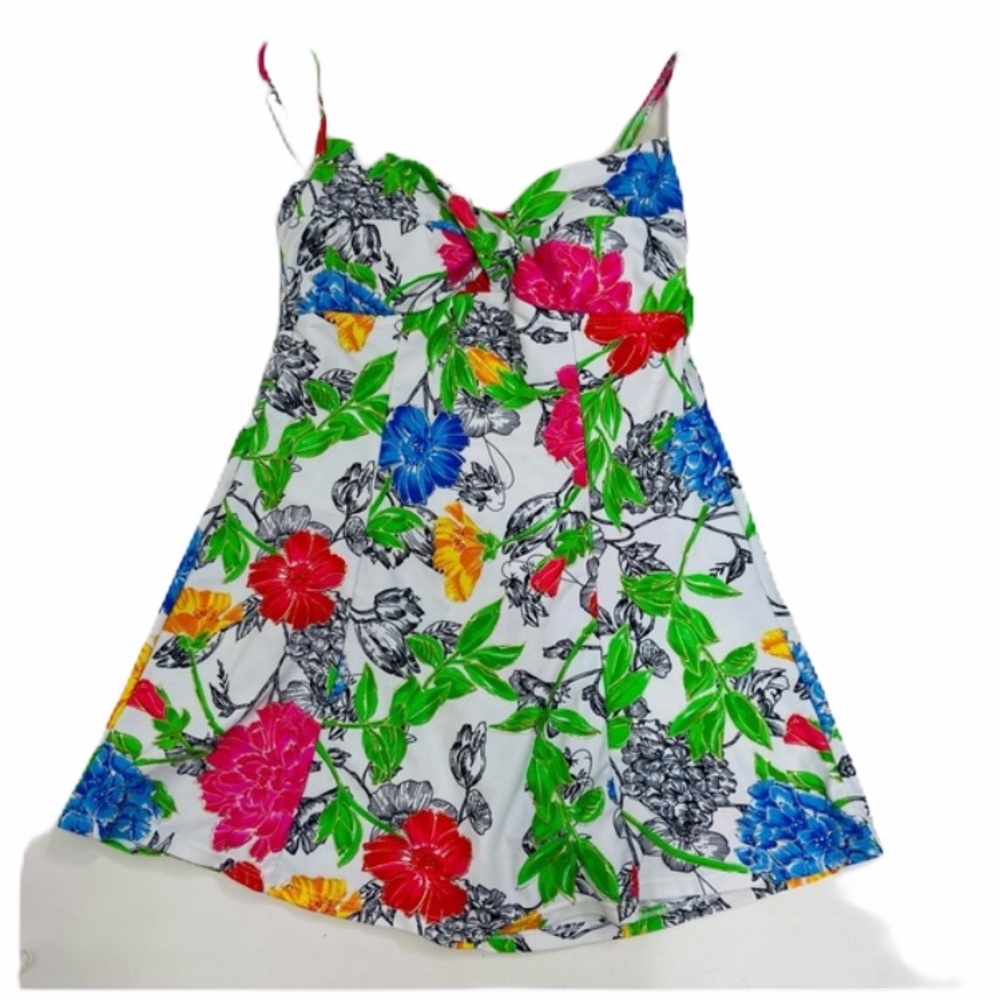 Simply swim right floral one piece swimsuit skirt